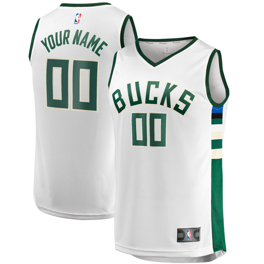 Milwaukee Bucks Fanatics Branded Youth Fast Break Replica Custom Jersey - Association Edition - White