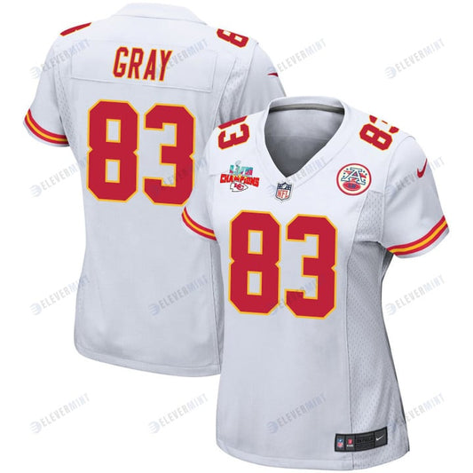 Noah Gray 83 Kansas City Chiefs Super Bowl LVII Champions 3 Stars Women Game Jersey - White