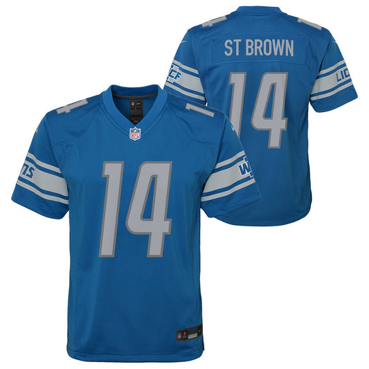 Youth Detroit Lions Amon-Ra St. Brown Blue Game Jersey