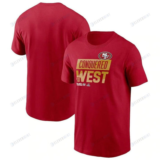 San Francisco 49ers 2022 NFC West Division Champions Locker Room Trophy Collection T-Shirt - Scarlet