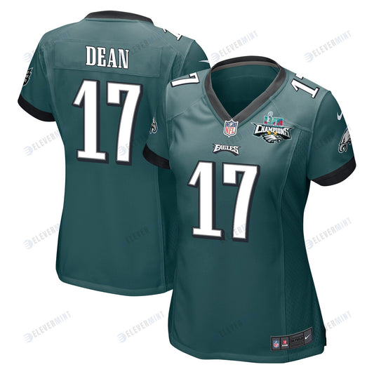 Nakobe Dean 17 Philadelphia Eagles Super Bowl LVII Champions 2 Stars Women Game Jersey - Midnight Green