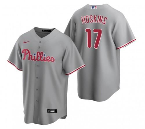 Mens Philadelphia Phillies Rhys Hoskins, Cool Base Replica Jersey Grey