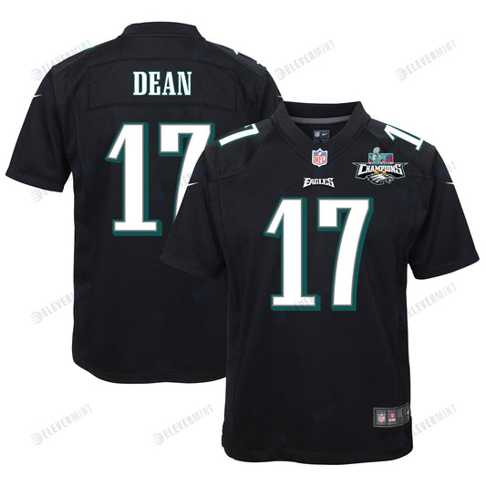 Nakobe Dean 17 Philadelphia Eagles Super Bowl LVII Champions 2 Stars Youth Game Jersey - Black