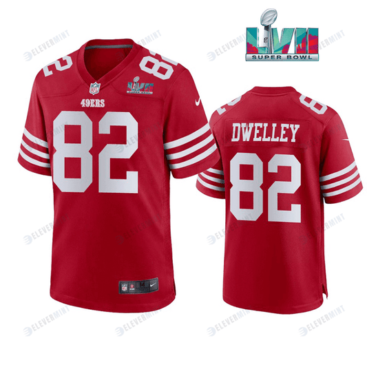 Ross Dwelley 82 San Francisco 49Ers Super Bowl LVII Scarlet Men Game Jersey