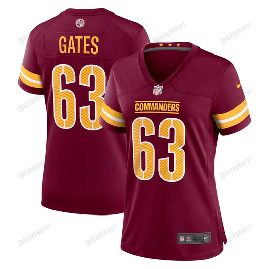 Nick Gates 63 Washington Commanders Women Game Jersey - Burgundy