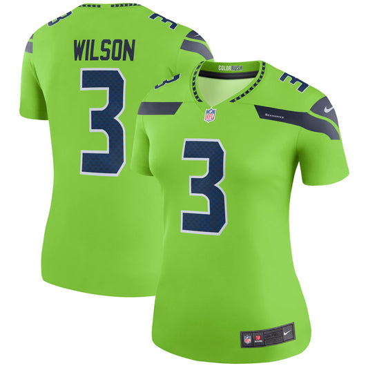 Russell Wilson Seattle Seahawks Nike Women's Color Rush Legend Jersey - Neon Green