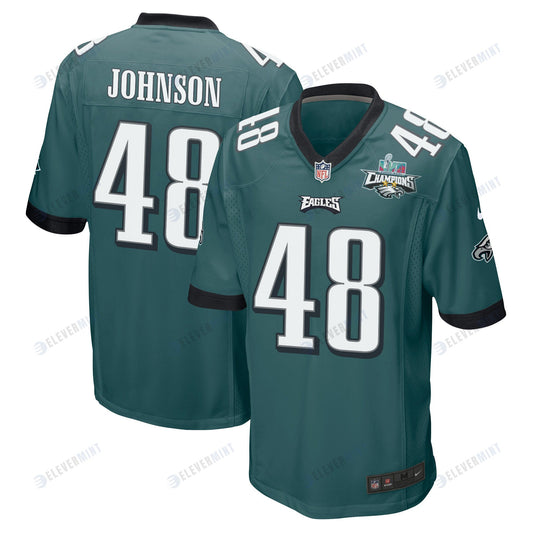 Patrick Johnson 48 Philadelphia Eagles Super Bowl LVII Champions 2 Stars Men Game Jersey - Midnight Green