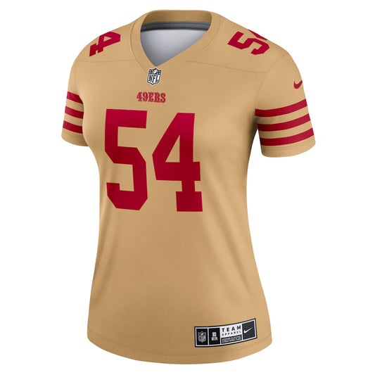 Women's Fred Warner Nike 49ers Inverted Legend Jersey - Gold