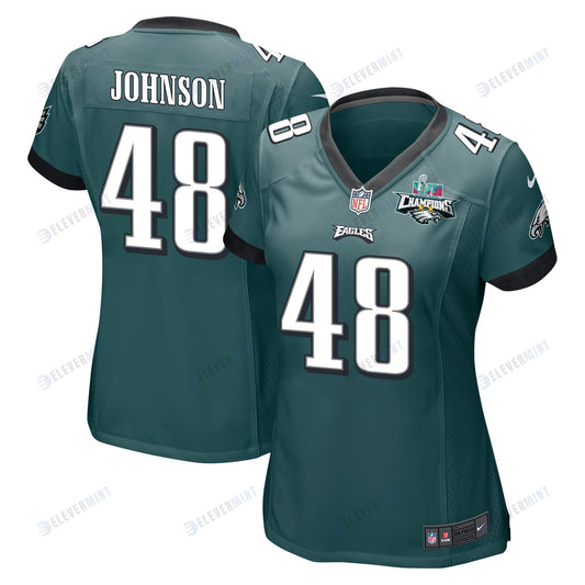 Patrick Johnson 48 Philadelphia Eagles Super Bowl LVII Champions 2 Stars Women Game Jersey - Midnight Green