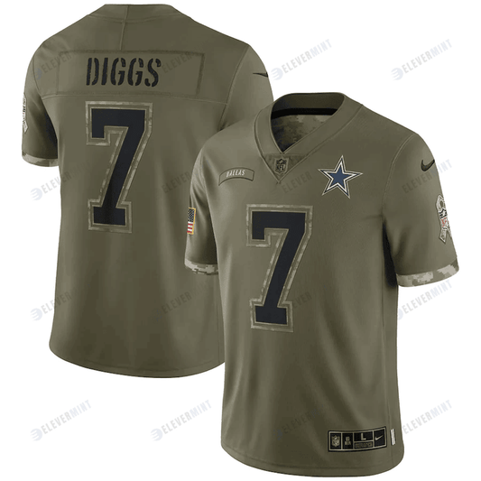 Trevon Diggs 7 Dallas Cowboys 2022 Salute To Service Limited Jersey - Olive