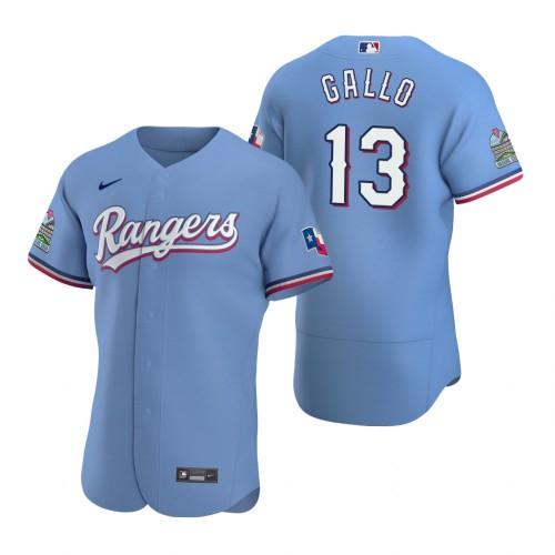 Mens Texas Rangers Joey Gallo Cool Base Replica Jersey Light Blue