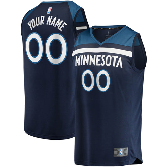 Minnesota Timberwolves Fanatics Branded Fast Break Custom Replica Jersey Navy - Icon Edition