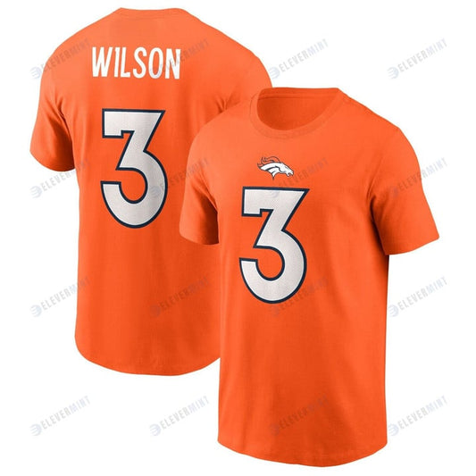 Russell Wilson 3 Denver Broncos Player Name & Number T-Shirt - Orange