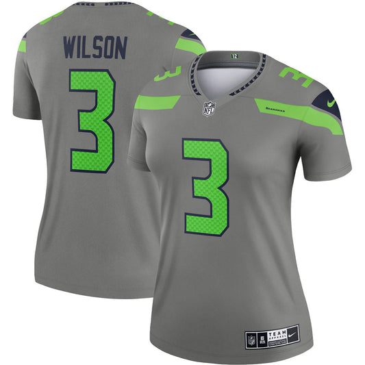 Women's Seattle Seahawks Russell Wilson Inverted Legend Jersey Gray