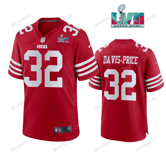 Tyrion Davis Price 32 San Francisco 49Ers Super Bowl LVII Men Game Jersey- Scarlet