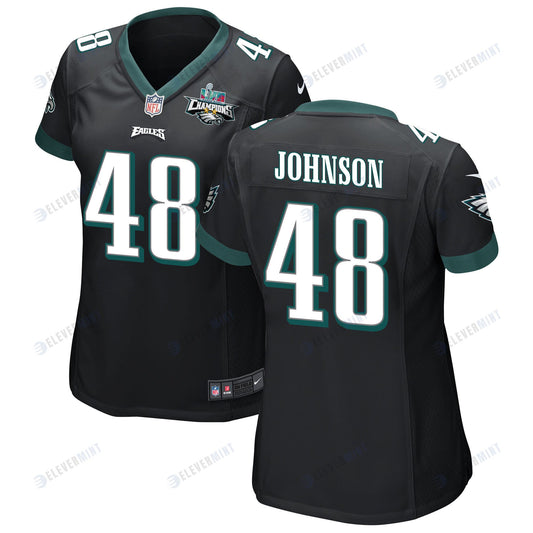 Patrick Johnson 48 Philadelphia Eagles Super Bowl LVII Champions 2 Stars Women Game Jersey - Black