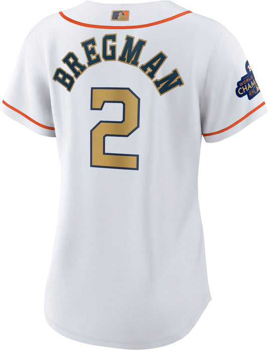 Nike Women's Houston Astros Gold Alex Bregman Replica Jersey