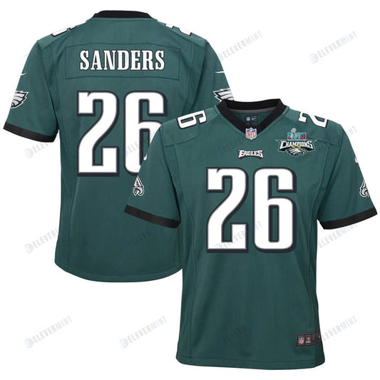 Miles Sanders 26 Philadelphia Eagles Super Bowl LVII Champions 2 Stars 2 Stars Youth Game Jersey - Black