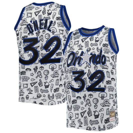 Shaquille O'Neal Orlando Magic Mitchell & Ness 1994/95 Hardwood Classics Doodle Swingman Jersey - White