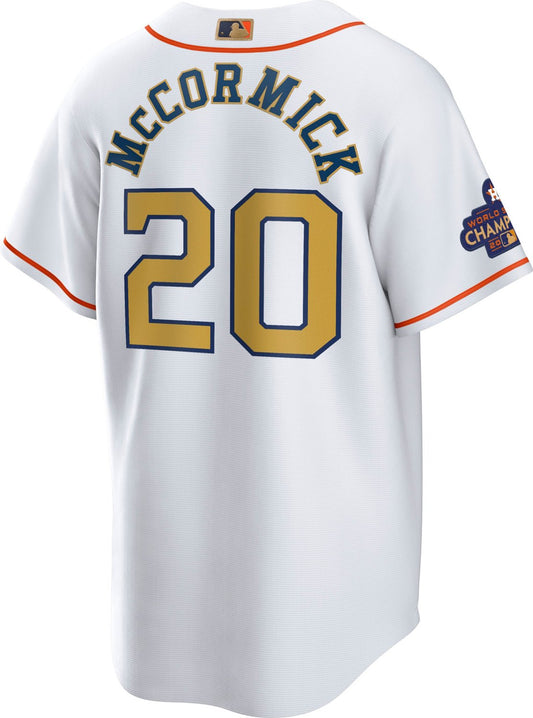 Nike Men's Houston Astros Gold Chas McCormick Replica Jersey